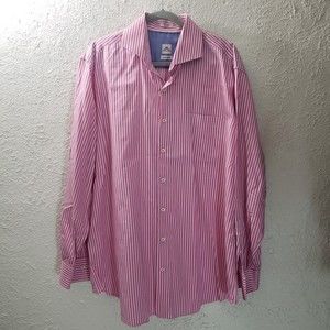 Peter Millar XL Seaside Finish Men's Button Down Shirt Long Sleeve Pink Striped